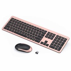 Seenda Rechargeable Wireless Keyboard & Mouse Combo – Rose Gold/Pink