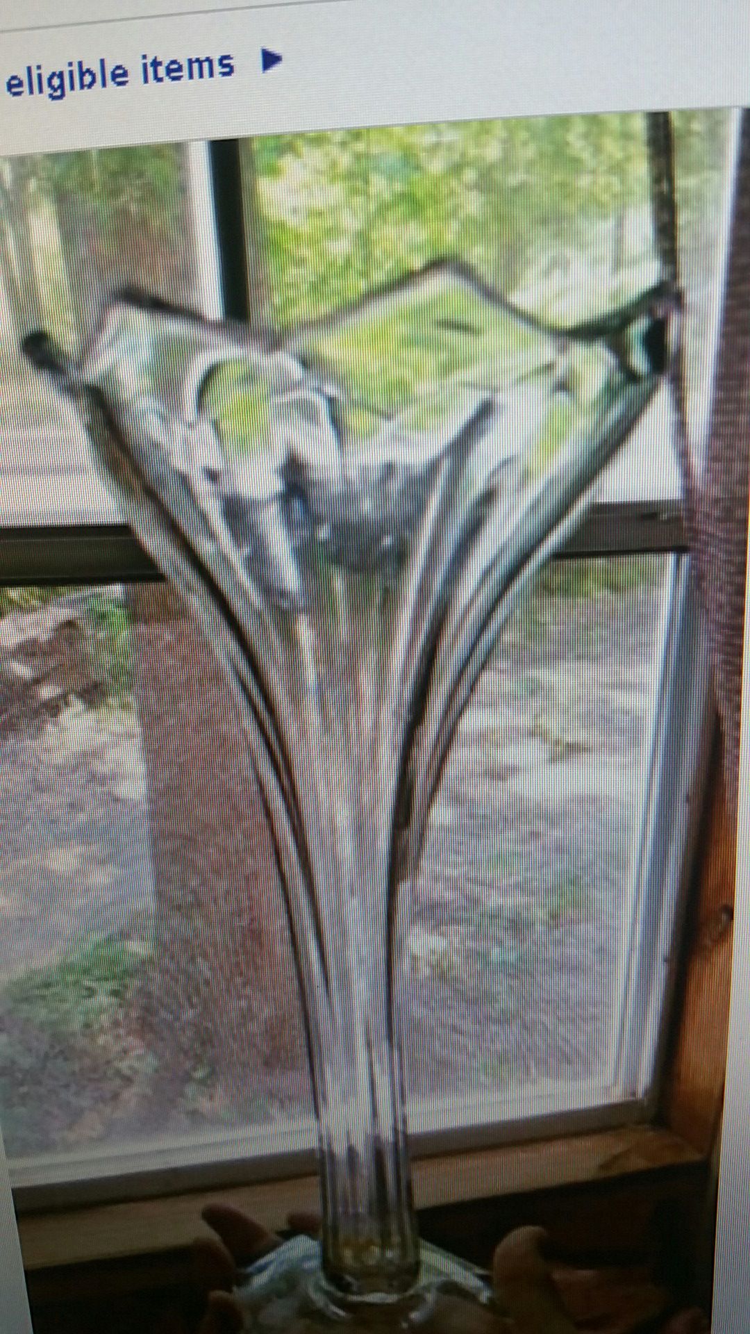 Antique Art Nouveau swirl flower tulip shaped clear glass vase 11 and 1/2 in tall