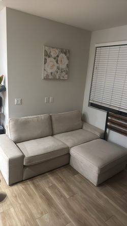 Need Gone Beige Fabric Sectional Sofa with Ottoman