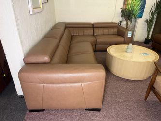 Furniture- Natuzzi 100% real leather sectional with 3 power recliners- Rinan