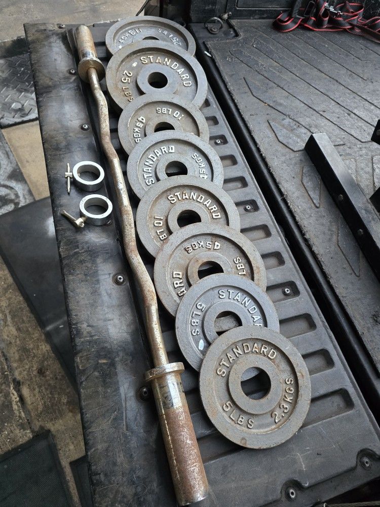 Weight Plates & Curl Bar