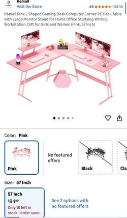 Homall Pink L Shaped Gaming Desk