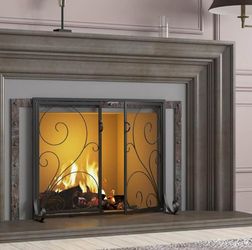 Fire Beauty Fireplace Screen Steel Mesh Door Spark Guard（35" L x 28" H）
Alloy Steel Construction, Anti-Pinch Hinge, Adjustable Foot For Household Fire