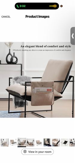 Sling Accent Chair for Living Room Bedroom Reading Office Modern Design Metal Frame Armchair with Comfy Soft Memory Foam Double Sided Use Pillow Remov