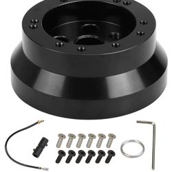 Universal 5 & 6 Hole Steering Wheel Hub Adapter Compatible with Chevy GMC Trucks Pickup Vans Jeep Chrysler Dodge Pontiac Cadillac,Billet Aluminum Poli