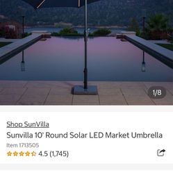 Sunvilla 10' Round Solar LED Market Umbrella