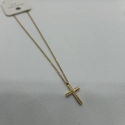Gold plated cross necklace with diamonds