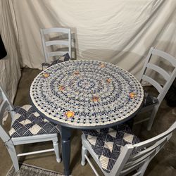 Mosaic Dining Table With 4 Chairs