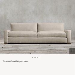 Restoration Hardware Maxwell Sofa 9’ Luxe Sand Belgian Linen