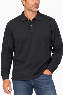 Daniel Cremieux Classics Mens XL Black Long Sleeve 100% Cotton Polo Shirt NWT