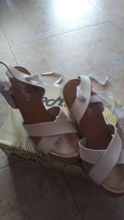 White wedge shoes