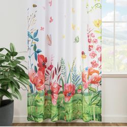 youleyar Floral Curtains 84 Inches Long for Living Room  4 Panels Printed Pattern Curtain Rod Pocket Spring Summer Watercolor Flowers/Leaves Window Dr