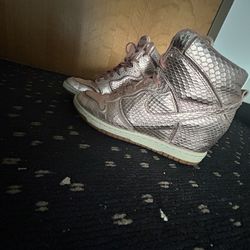 Vintage Rose Gold Sneak Scale Wedge Sneakers 