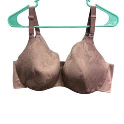 Cacique Lightly Lined Balconette Lace Bra Purple With Flowers Size 46DD