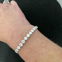 Gra Certified 6 Carat Moissanite Bangle Bracelet 925 Sterling Silver 6.5” Passes Diamond Tester