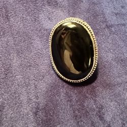 Gorgeous Black Ónix And Silver Cocktail Ring 