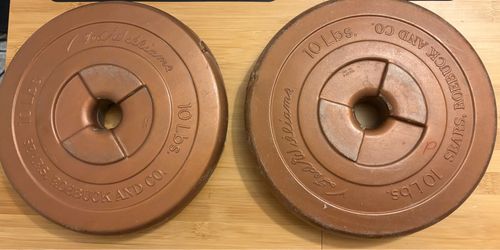 Pair of Vintage 10lb Ted Williams Weight Plates (20 lbs Total) Standard 1"