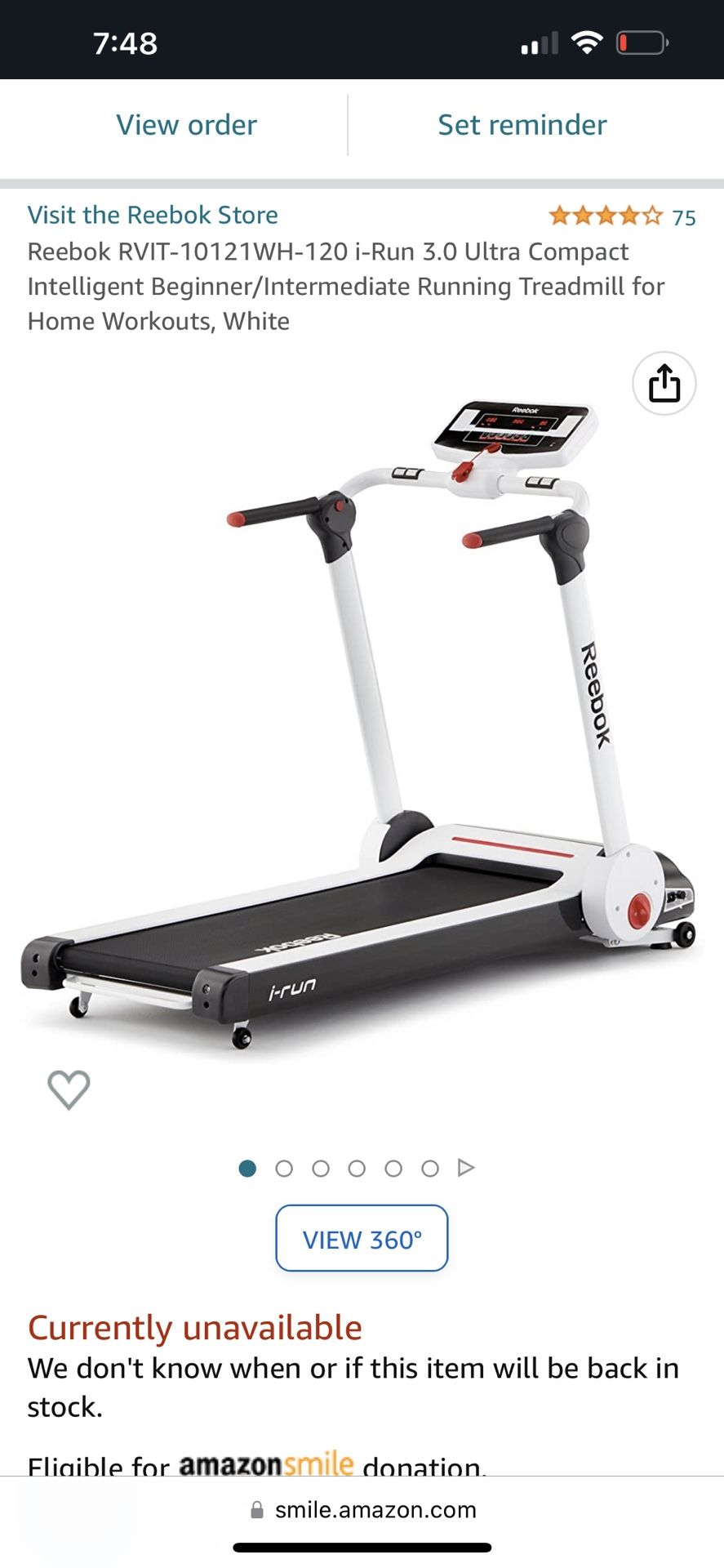 Reebok treadmill outlet in stock