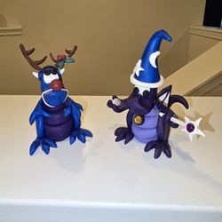 Pair of Clay Dragon Figurines