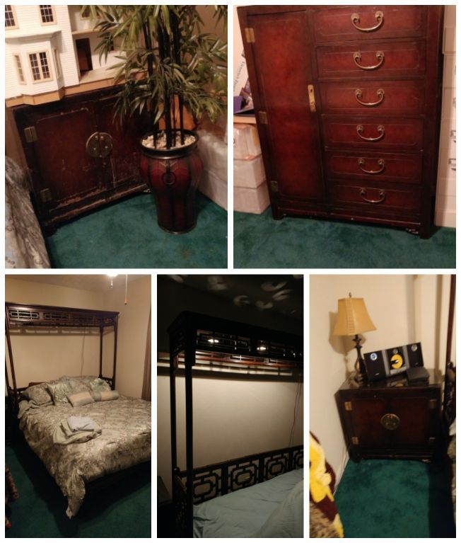 Antique Oriental Bedroom Set, kingsize