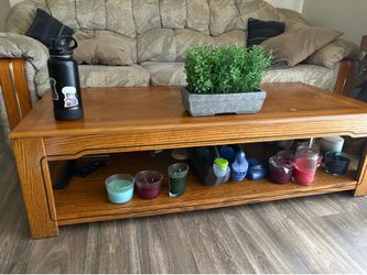 Rustic Wooden Coffee Table with Lower Shelf