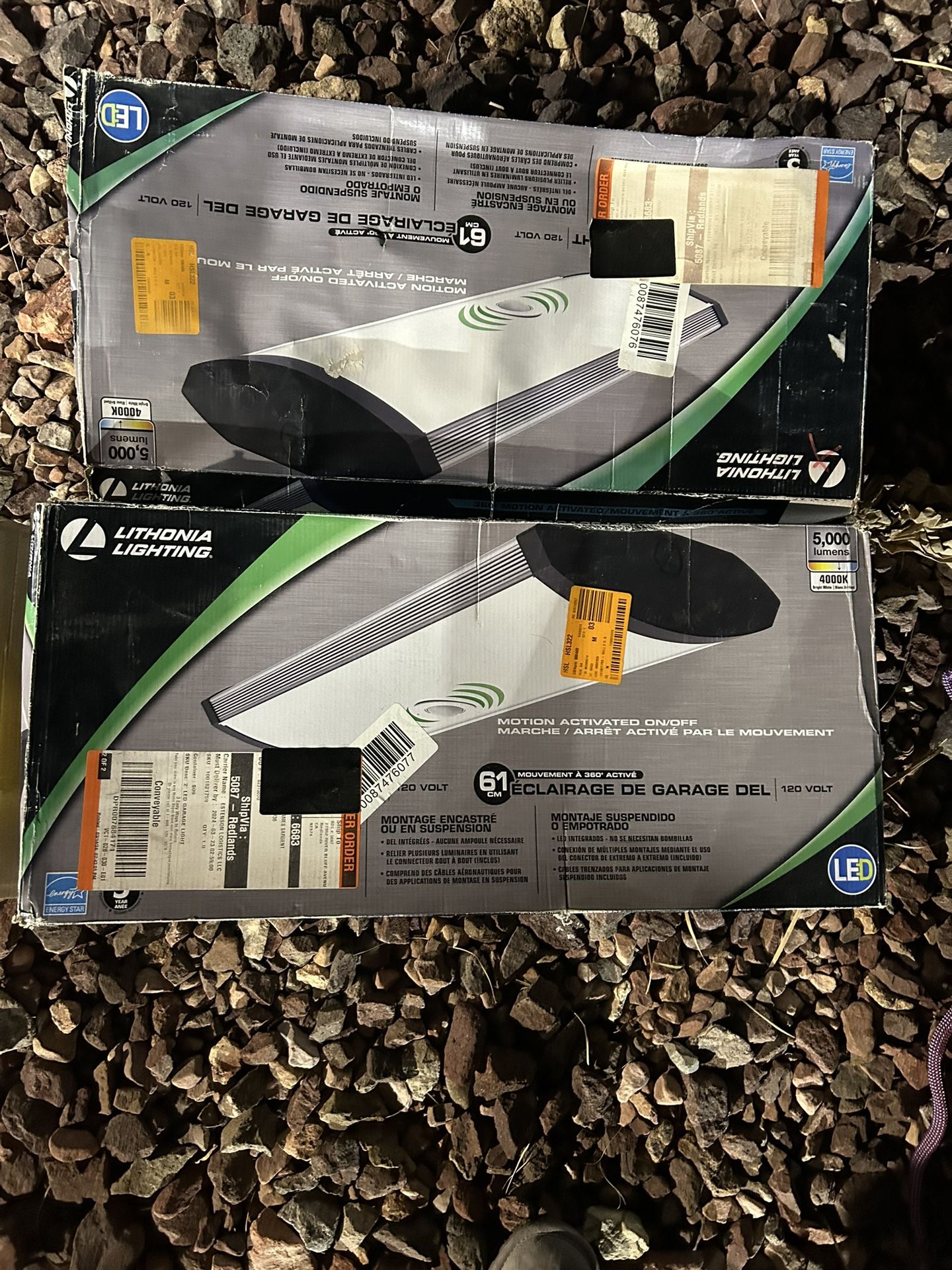 2 Brand New Lithonia Lighting LED Garage Lights – Motion Activated