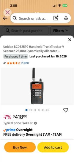 Uniden BCD325P2 scanner