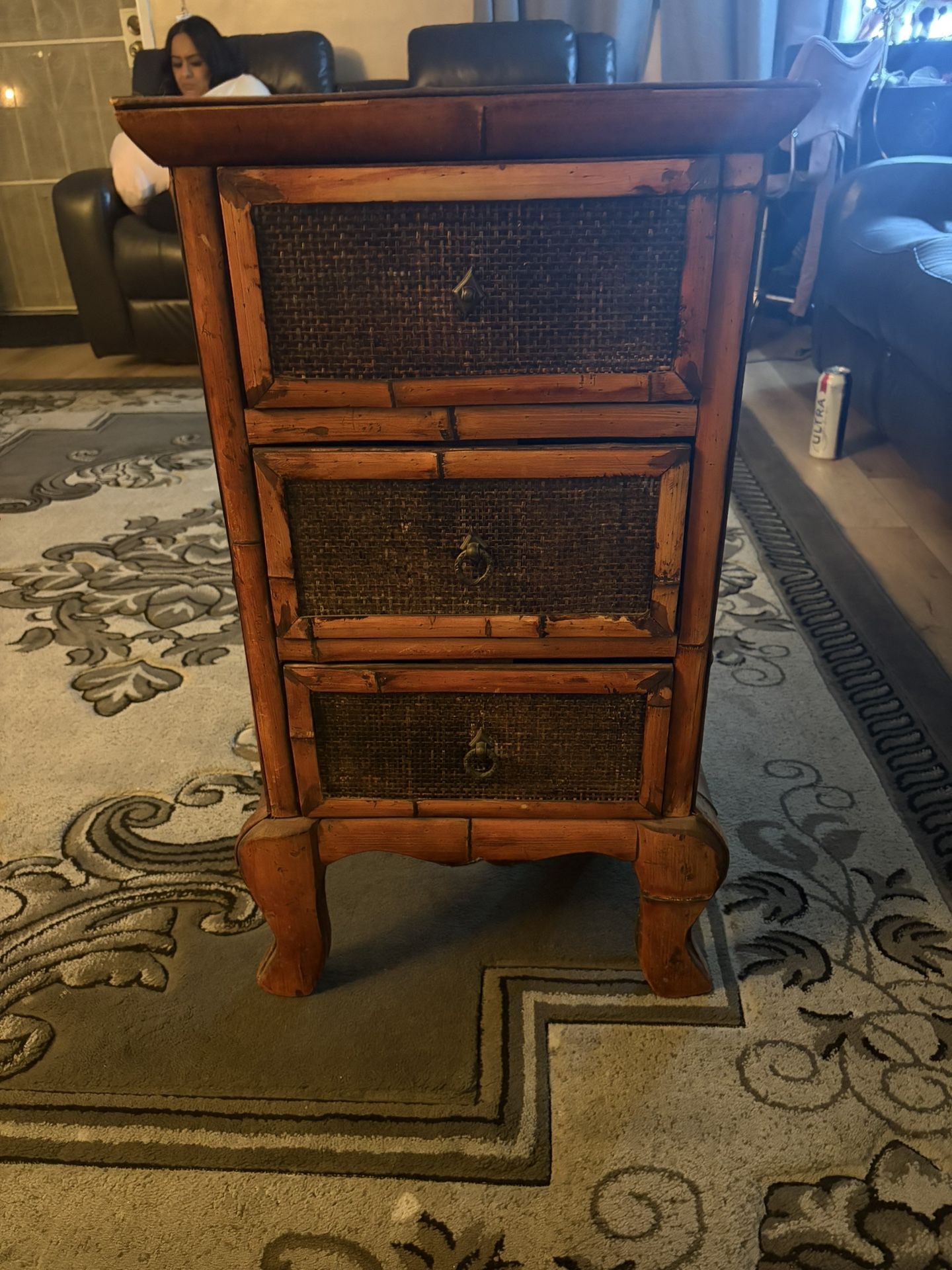 Bamboo Vintage Furniture With 3 Drawers