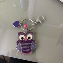 purple owl keychain NWOT