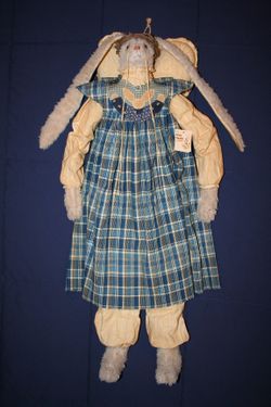 Vintage Karen Drayne Dirty Bunnie: 1994 Large Girl Rabbit Angel 36" Hand Made Doll