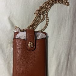 Coach Turnlock Chain Leather Phone Crossbody