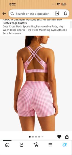 ABOCIW Gingham Two-Piece Workout Set