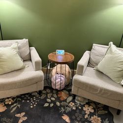 Set of 2 Modern Light Grey Armchairs, Like New!