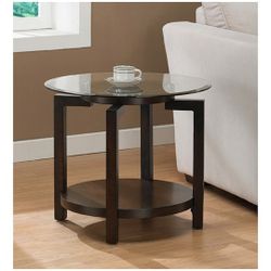 Round End Table With Top Glass 