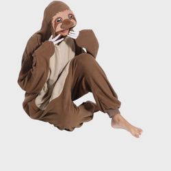 Halloween Adult Unisex Sloth Onesie Pajamas Costume Cosplay Sleepwear Size L