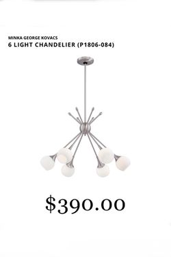 MINKA GEORGE KOVACS 6 LIGHT CHANDELIER - Modern Sculpture Chandelier Pendant Light Fixture