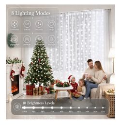 Fairy Curtain Light, 300LED 9.8x9.8ft, Remote & 8 Modes, USB