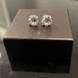 New Sterling Silver Stamped 925 Round 9MM Diamond Stud Earrings