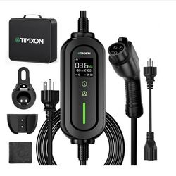 16A Portable Level 1&2 EV Charger-ETL Certified,110V-240V Car Charger with 25FT Charging Cable, NEMA 6-20 Plug & NEMA 5-15 Adapter EV Charging Station