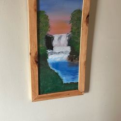Water paintings with handmade wooden picture frames