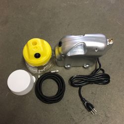 New in box $30 mini airbrush compressor with glass cleaning pot air hose 