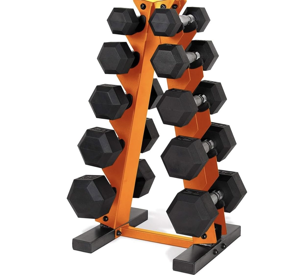 CAP Barbell 150 LB Coated Hex Dumbbell Weight Set with Vertical Rack