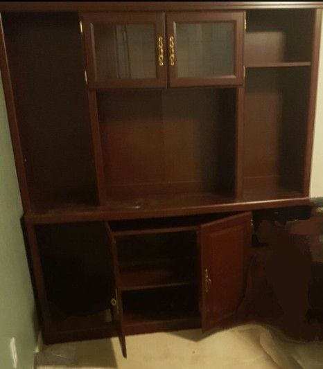Wood Credenza Computer Office Table With Hutch