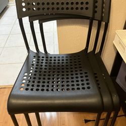 3X IKEA ADDE Chair black steel Durable