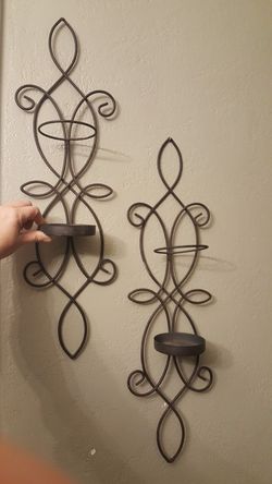 Wall candle holder metal sconces 2 pc home decor