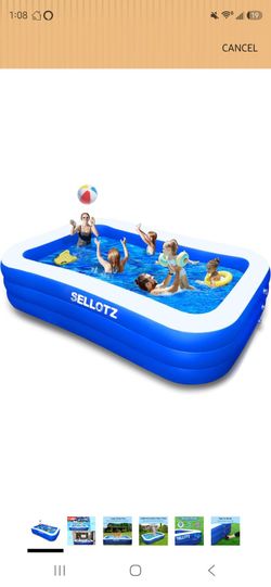 SELLOTZ Inflatable Pool for Kids and Adults, 120" X 72" X 22" Oversized Thickened Family Swimming Pool for Toddlers, Outdoor, Garden, Backyard, Summer