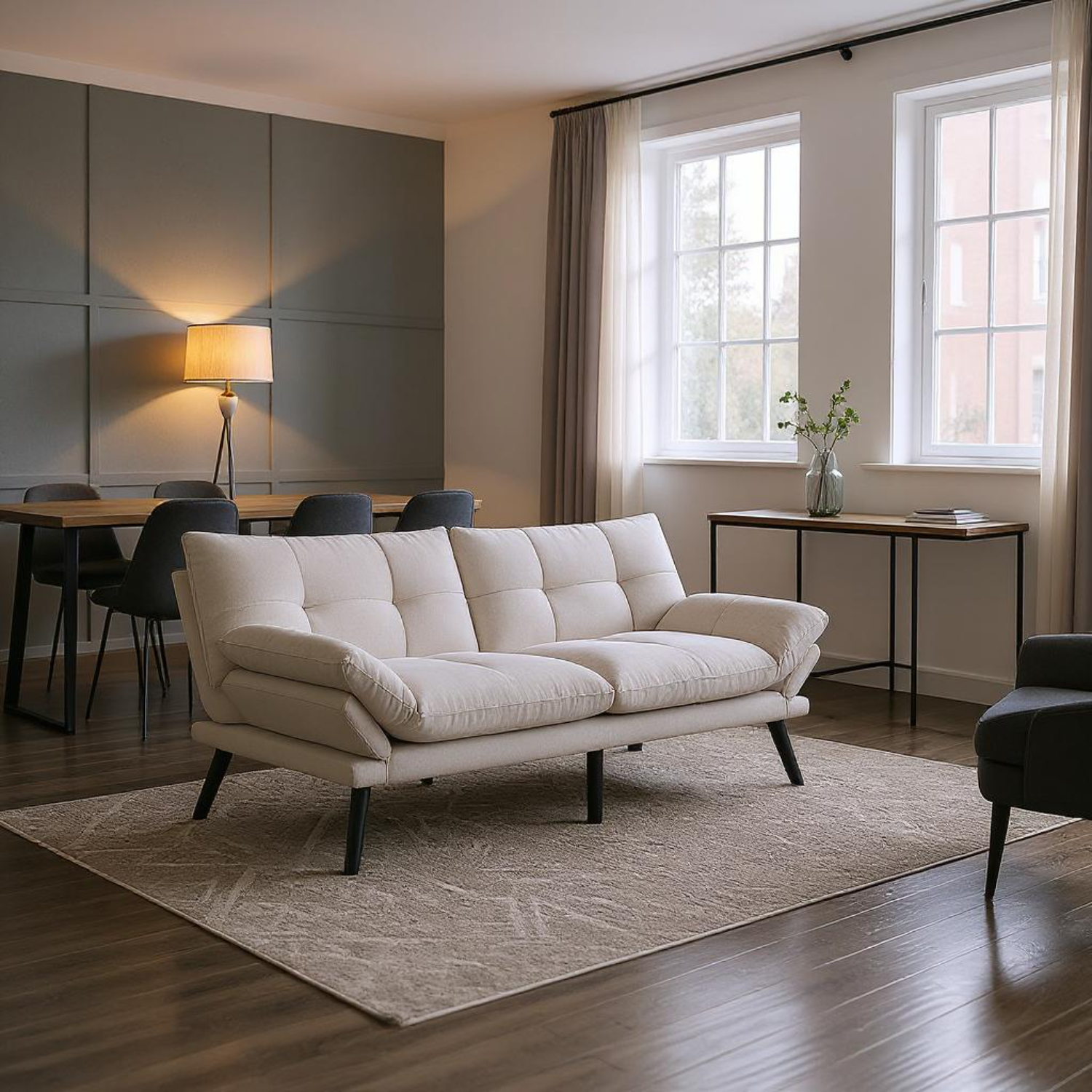 Carmel 70" Upholstered Convertible Futon Sofa Bed with Adjustable Backrest and Armrests