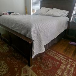 Solid Wood queen Bed Frame & Bedside Tables