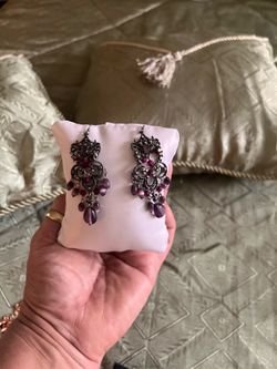 Elegant purple chandelier earrings $10 cash only. Cross Posted