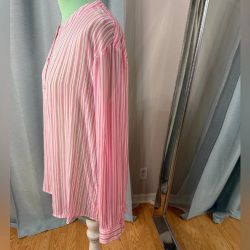 Juicy Couture Pink Silk Striped Blouse, Size M